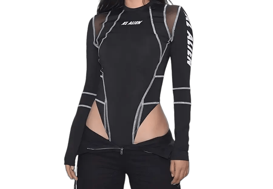 Electra Glam - Verführerischer Bodysuit für Raves & Techno Partys